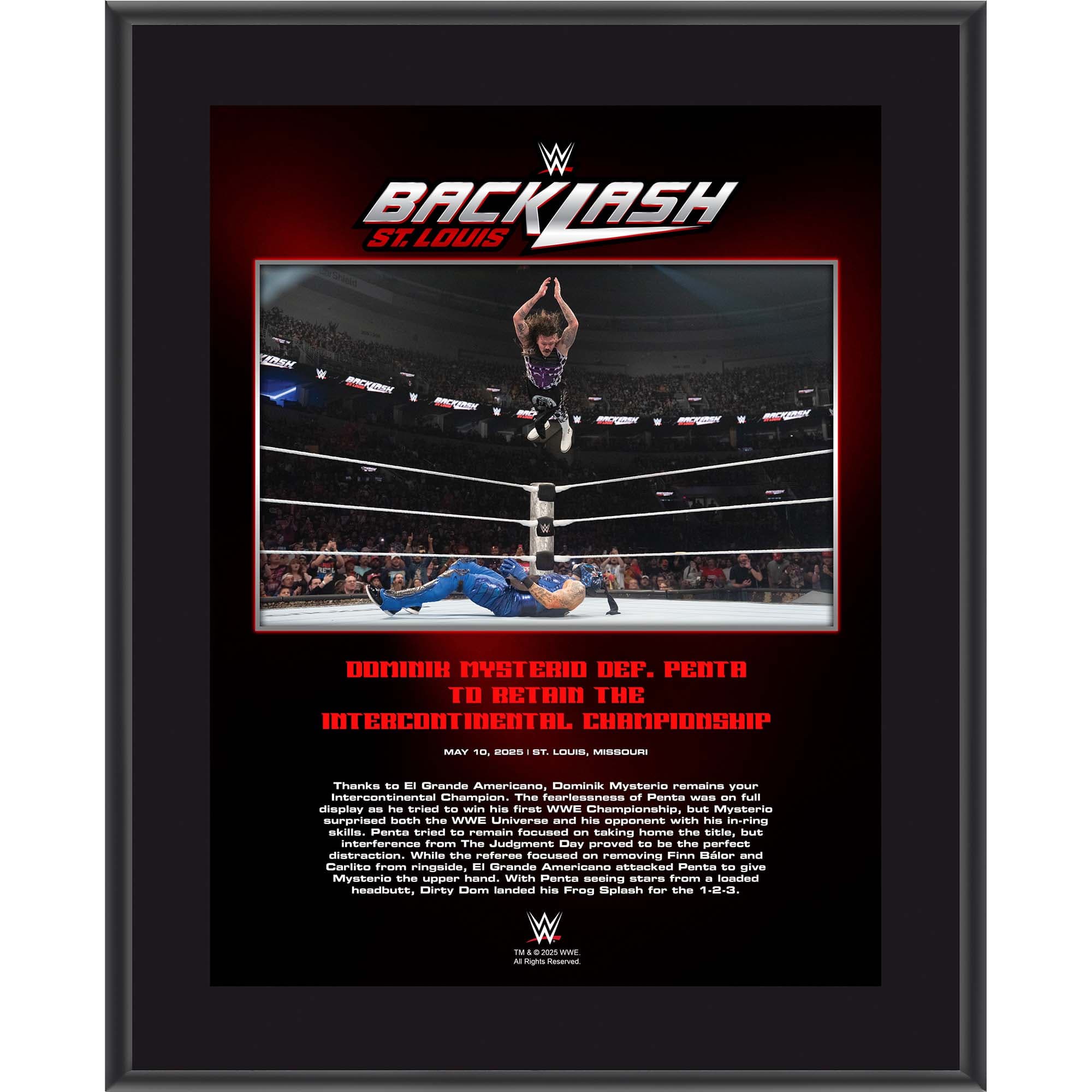 Dominik Mysterio 2025 Backlash Sublimated Plaque